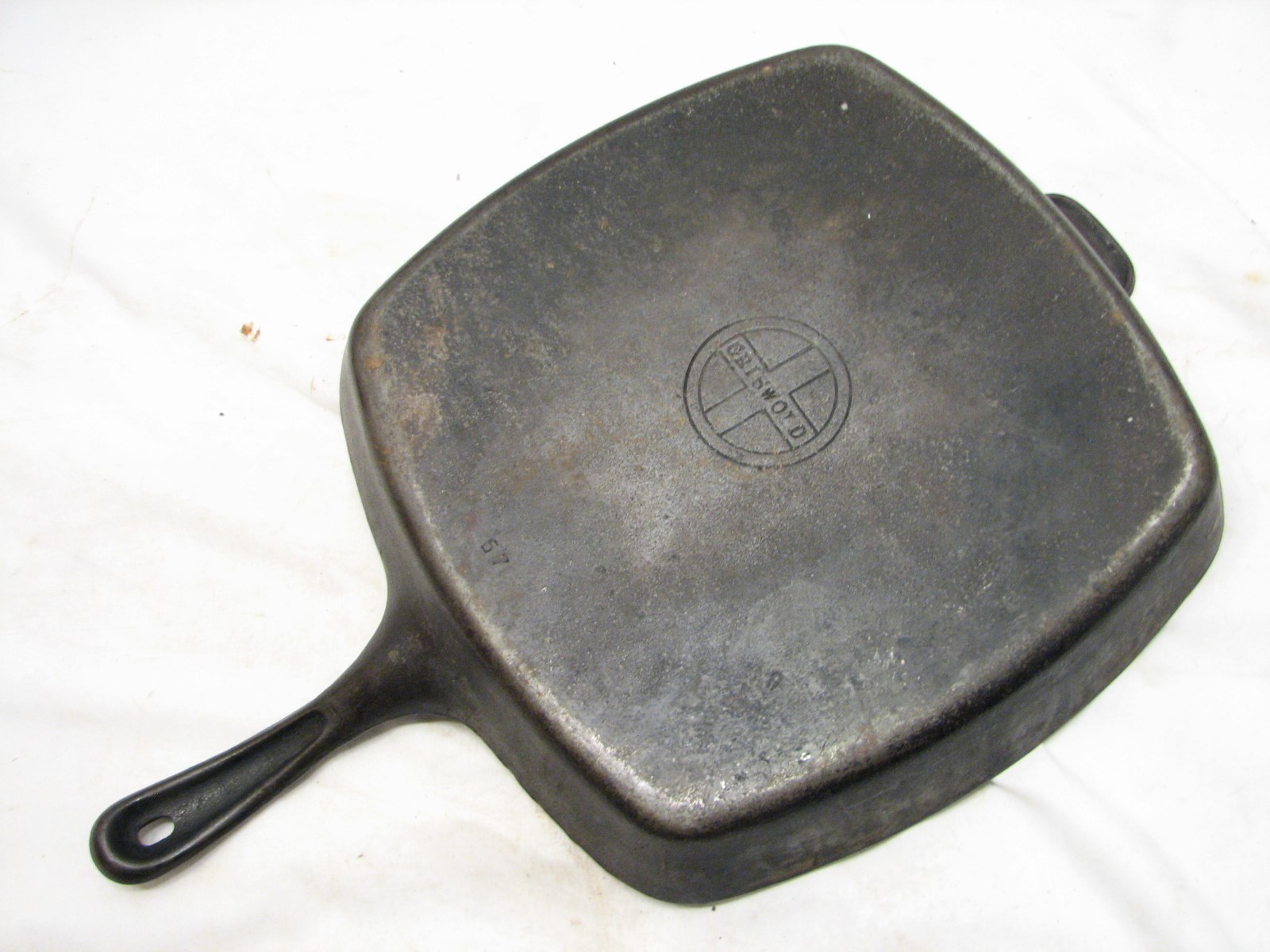 Vintage Griswold Cast Iron 57 B Square Fry Pan Skillet Frying Cookware